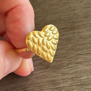 Whimsical Gold Heart Stainless Steel Ring